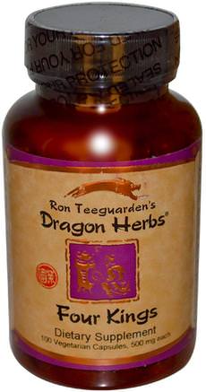 Four Kings, 500 mg Each, 100 Veggie Caps by Dragon Herbs-Kosttillskott, Medicinska Svampar, Svampkapslar, Svampblandade Kombinationer