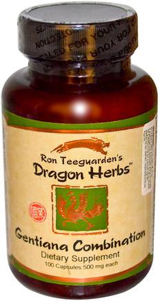 Gentiana Combination, 500 mg Each, 100 Capsules by Dragon Herbs-Hälsa, Leverstöd