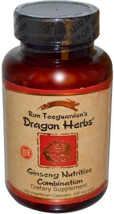 Ginseng Nutritive Combination, 500 mg, 100 Veggie Caps by Dragon Herbs-Kosttillskott, Adaptogen, Örtte, Ginseng Te