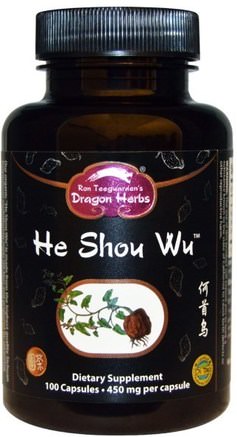 He Shou Wu, 450 mg, 100 Capsules by Dragon Herbs-Bad, Skönhet, Hår, Hårbotten, För Ti (Han Ska Du)
