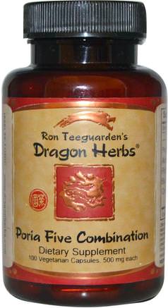 Poria Five Combination, 500 mg, 100 Veggie Caps by Dragon Herbs-Kosttillskott, Diuretika Vattenpiller