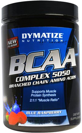 BCAA, Complex 5050, Branched Chain Amino Acids, Blue Raspberry, 10.6 oz (300 g) by Dymatize Nutrition-Kosttillskott, Aminosyror, Bcaa (Förgrenad Aminosyra)