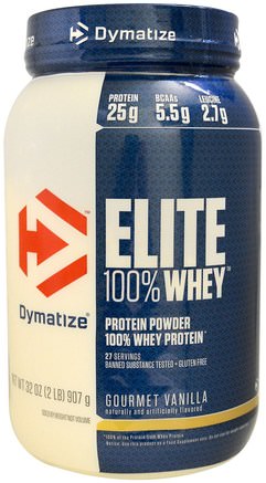 Elite 100% Whey Protein, Gourmet Vanilla, 32 oz (907 g) by Dymatize Nutrition-Sport, Muskel