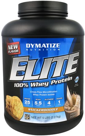 Elite 100% Whey Protein Powder, Snickerdoodle, 5 lbs (2.27 oz) by Dymatize Nutrition-Sport, Muskel
