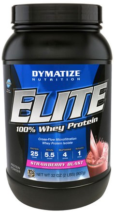 Elite 100% Whey Protein, Strawberry Blast, 32 oz (907 g) by Dymatize Nutrition-Sport, Muskel
