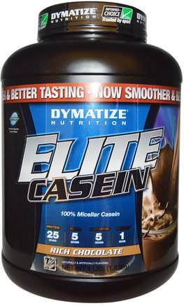 Elite Casein, Rich Chocolate, 4 lbs (1.836 g) by Dymatize Nutrition-Kosttillskott, Protein