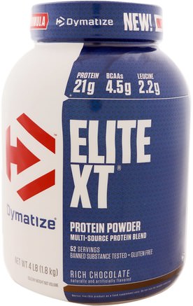Elite XT, Protein Powder, Rich Chocolate, 4 lb (1.8 kg) by Dymatize Nutrition-Sport, Kosttillskott, Protein