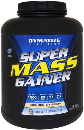 Super Mass Gainer, Cookies & Cream, 6 lbs (2.7 kg) by Dymatize Nutrition-Sport, Kosttillskott, Vassleprotein