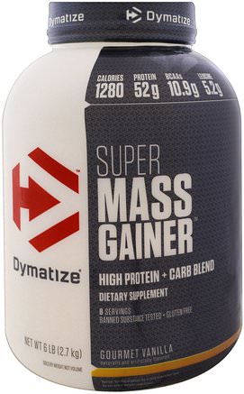 Super Mass Gainer, Gourmet Vanilla, 6 lbs (2.7 kg) by Dymatize Nutrition-Sport, Kosttillskott, Vassleprotein