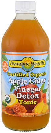 Certified Organic Apple Cider Vinegar Detox Tonic, 16 fl oz (473 ml) by Dynamic Health Laboratories-Hälsa, Detox
