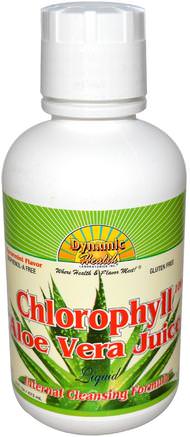 Chlorophyll with Aloe Vera Juice Liquid, Spearmint Flavor, 100 mg, 16 fl oz (473 ml) by Dynamic Health Laboratories-Mat, Kaffe Te Och Drycker, Fruktjuicer