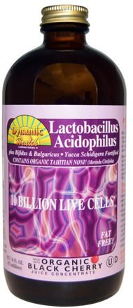 Lactobacillus Acidophilus, Made with Organic Black Cherry Juice Concentrate, 16 fl oz (473 ml) by Dynamic Health Laboratories-Mat, Kaffe Te Och Drycker, Fruktjuicer
