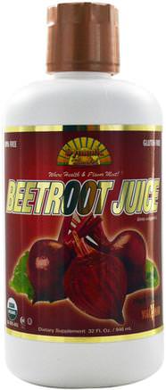 Organic Beetroot Juice, 32 fl. oz. (946 ml) by Dynamic Health Laboratories-Mat, Kaffe Te Och Drycker, Fruktjuicer