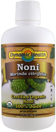 Organic Certified Noni Juice, 32 fl oz (946 ml) by Dynamic Health Laboratories-Mat, Kaffe Te Och Drycker, Fruktjuicer