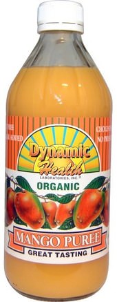 Organic Mango Puree, 16 fl oz (473 ml) by Dynamic Health Laboratories-Mat, Kaffe Te Och Drycker, Fruktjuicer