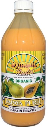 Organic Papaya Puree, 16 fl oz (473 ml) by Dynamic Health Laboratories-Mat, Kaffe Te Och Drycker, Fruktjuicer