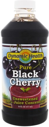 Pure Black Cherry Juice, Unsweetened, 16 fl oz (473 ml) by Dynamic Health Laboratories-Mat, Kaffe Te Och Drycker, Fruktjuicer