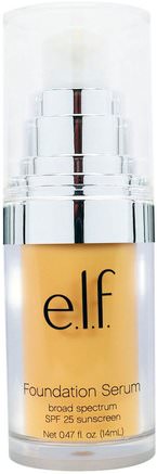 Beautifully Bare Foundation Serum, Broad Spectrum SPF 25 Sunscreen, Fair/Light, 0.47 fl oz (14 ml) by E.L.F. Cosmetics-Ansikte