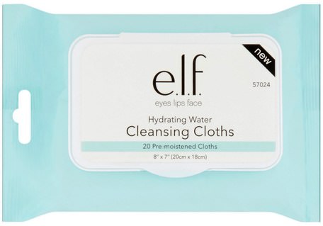 Hydrating Water, Cleansing Cloths, 20 Pre-Moistened Cloths by E.L.F. Cosmetics-Skönhet, Ansiktsvård, Ansiktsservetter