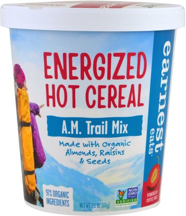 Energized Hot Cereal, A.M. Trail Mix, 2.1 oz (60 g) by Earnest Eats-Mat, Mat, Spannmål, Fullkornspannmål, Havre Havregryn