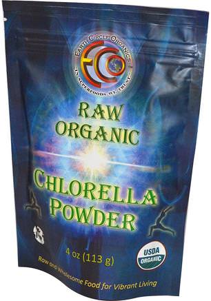 Chlorella Powder, Raw Organic 4 oz (113 g) by Earth Circle Organics-Kosttillskott, Superfoods, Chlorella Pulver, Chlorella Organiska