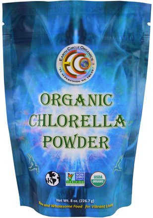 Organic Chlorella Powder, 8 oz (226.7 g) by Earth Circle Organics-Kosttillskott, Superfoods, Chlorella