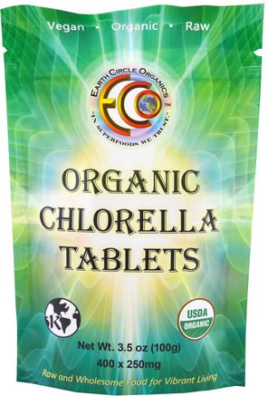 Organic Chlorella Tablets, 3.5 oz (100 g) by Earth Circle Organics-Kosttillskott, Superfoods, Chlorella