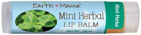 Mint Herbal Lip Balm.15 oz (4 ml) by Earth Mama Angel Baby-Postpartum, Graviditet