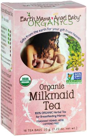 Organic Milkmaid Tea, Fragrant Fennel Herb, Caffeine Free, 16 Tea Bags, 1.23 oz (35 g) by Earth Mama Angel Baby-Barns Hälsa, Babyfodring, Amning