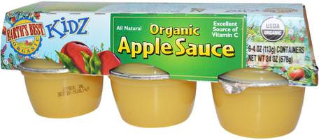 Kidz, Organic Apple Sauce, 6 Containers, 4 oz (113 g) Each by Earths Best-Barns Hälsa, Babyfodring, Baby Snacks Och Finger Mat, Småbarnsmad, Barn Mat