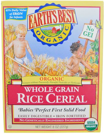 Organic Whole Grain Rice Cereal, 8 oz (227 g) by Earths Best-Barns Hälsa, Barnmat, Babyfodring, Barnflingor