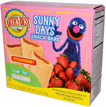 Sunny Days Snack Bars, Strawberry, 8 Bars, 0.67 oz (19 g) Each by Earths Best-Barns Hälsa, Babyfodring, Baby Snacks Och Finger Mat, Småbarnsmad, Barn Mat