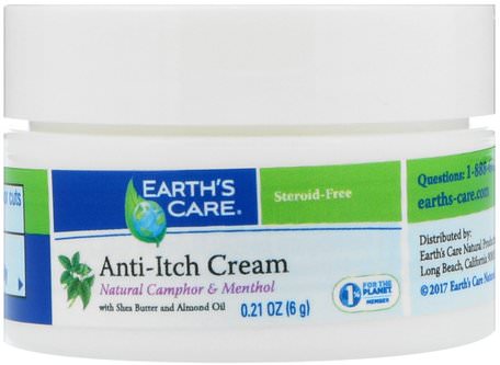 Anti-Itch Cream, with Shea Butter and Almond Oil, 0.21 oz (6 g) by Earths Care-Bad, Skönhet, Sheasmör, Anti Smärta