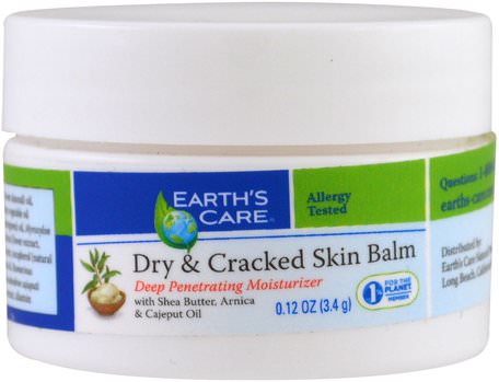 Dry & Cracked Skin Balm, 0.12 oz (3.4 g) by Earths Care-Hälsa, Hud, Sheasmör