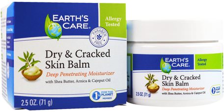Dry & Cracked Skin Balm, 2.5 oz (71 g) by Earths Care-Bad, Skönhet, Sheasmör
