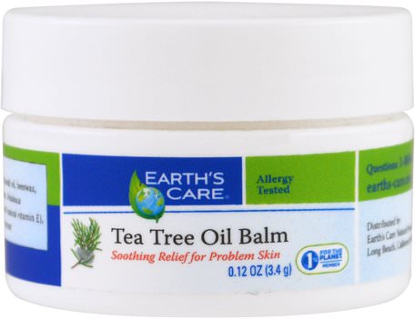 Tea Tree Oil Balm, 0.12 oz (3.4) by Earths Care-Hälsa, Hud, Tea Tree