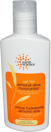 Almond-Aloe Moisturizer, SPF 15+, 5 fl oz (150 ml) by Earth Science-Skönhet, Ansiktsvård, Krämer Lotioner, Serum, Hud