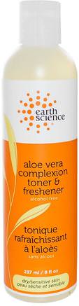 Aloe Vera Complexion Toner & Freshener, Alcohol Free, 8 fl oz (237ml) by Earth Science-Skönhet, Ansikts Toner