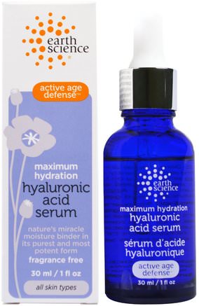 Maximum Hydration, Hyaluronic Acid Serum, 1 fl oz (30 ml) by Earth Science-Skönhet, Hyaluronsyra Hud, Ansiktsvård, Hud