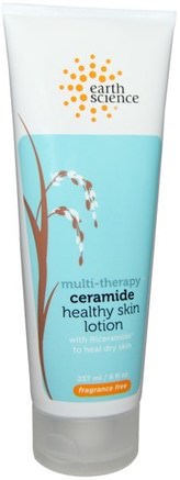 Multi-Therapy, Ceramide Healthy Skin Lotion, Fragrance Free, 8 fl oz (237 ml) by Earth Science-Bad, Skönhet, Body Lotion