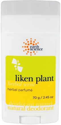 Natural Deodorant, Liken Plant, Herbal Scent, 2.45 oz (70 g) by Earth Science-Bad, Skönhet, Deodorant
