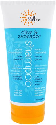 Super Concentrated Shampoo, Olive & Avocado, 6 fl oz (177 ml) by Earth Science-Bad, Skönhet, Schampo, Argan