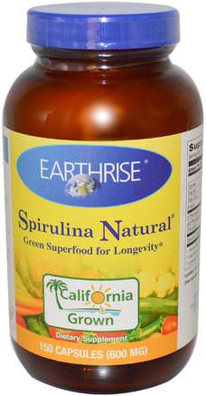 Spirulina Natural, 600 mg, 150 Capsules by Earthrise-Kosttillskott, Spirulina