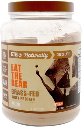 Grass-Fed Whey Protein, Chocolate, 1.62 lbs (735 g) by Eat the Bear-Sport, Kosttillskott, Vassleprotein