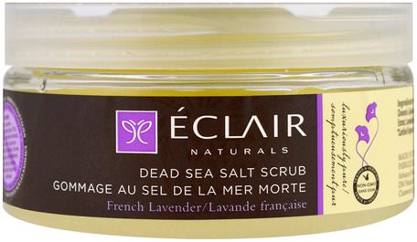 Dead Sea Salt Scrub, French Lavender, 9 oz (255 g) by Eclair Naturals-Bad, Skönhet