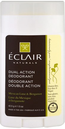 Dual Action Deodorant, Mexican Lime & Bergamot, 1.5 oz (42.5 g) by Eclair Naturals-Bad, Skönhet, Deodorant