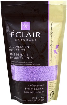Effervescent Bath Salts, French Lavender, 14 oz (397 g) by Eclair Naturals-Bad, Skönhet, Badsalter