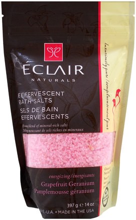 Effervescent Bath Salts, Grapefruit Geranium, 14 oz (397 g) by Eclair Naturals-Bad, Skönhet, Badsalter