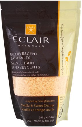 Effervescent Bath Salts, Vanilla & Sweet Orange, 14 oz (397 g) by Eclair Naturals-Bad, Skönhet, Badsalter