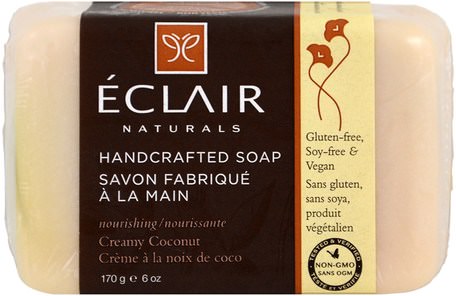 Handcrafted Soap, Creamy Coconut, 6 oz (170 g) by Eclair Naturals-Bad, Skönhet, Tvål